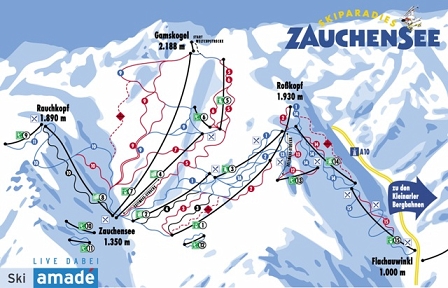 Pistenplan vom Skiparadies Zauchensee mit den Liften und den Pisten
